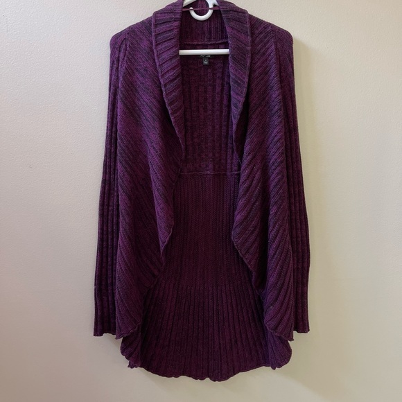 Apt 9 Women's Cardigan, Long Sleeve Open Front Knit Sweater, Purple & Black - Picture 1 of 16